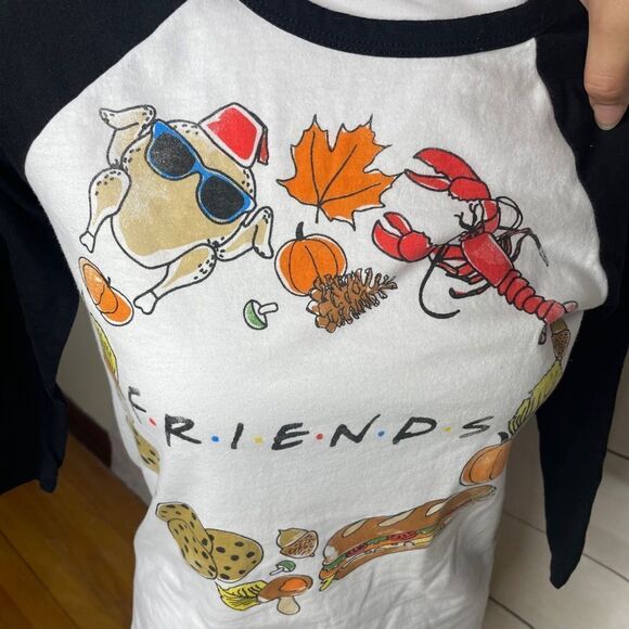 FRIENDS TV show holiday Thanksgiving baseball tee size small - Picture 2 of 6